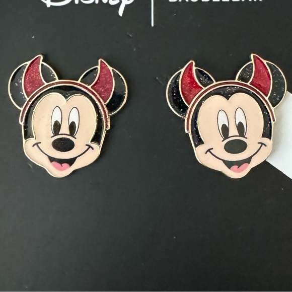 Disney x Baublebar: Mickey Mouse Enamel Devil Horns Earrings: Halloween: NWT - Picture 2 of 3